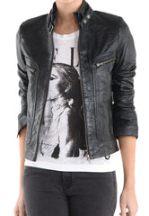 Women Lambskin Genuine Leather Jacket WJ121 SkinOutfit