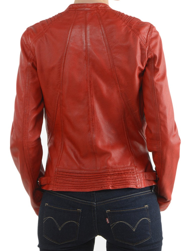 Women Lambskin Genuine Leather Jacket WJ123 SkinOutfit