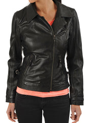 Women Lambskin Genuine Leather Jacket WJ124 SkinOutfit