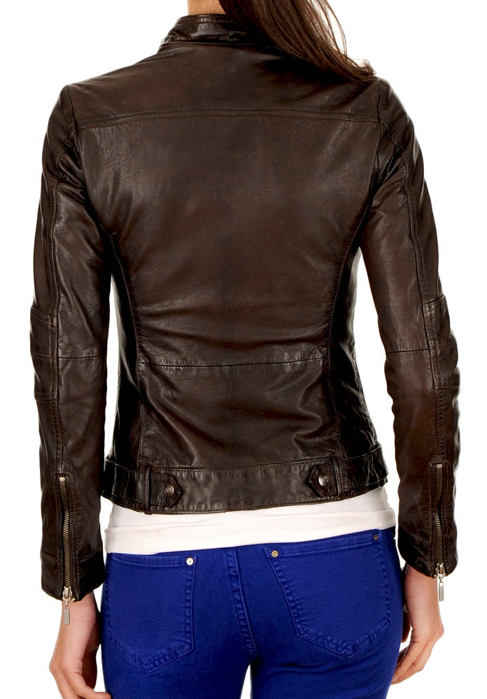 Women Lambskin Genuine Leather Jacket WJ127 SkinOutfit