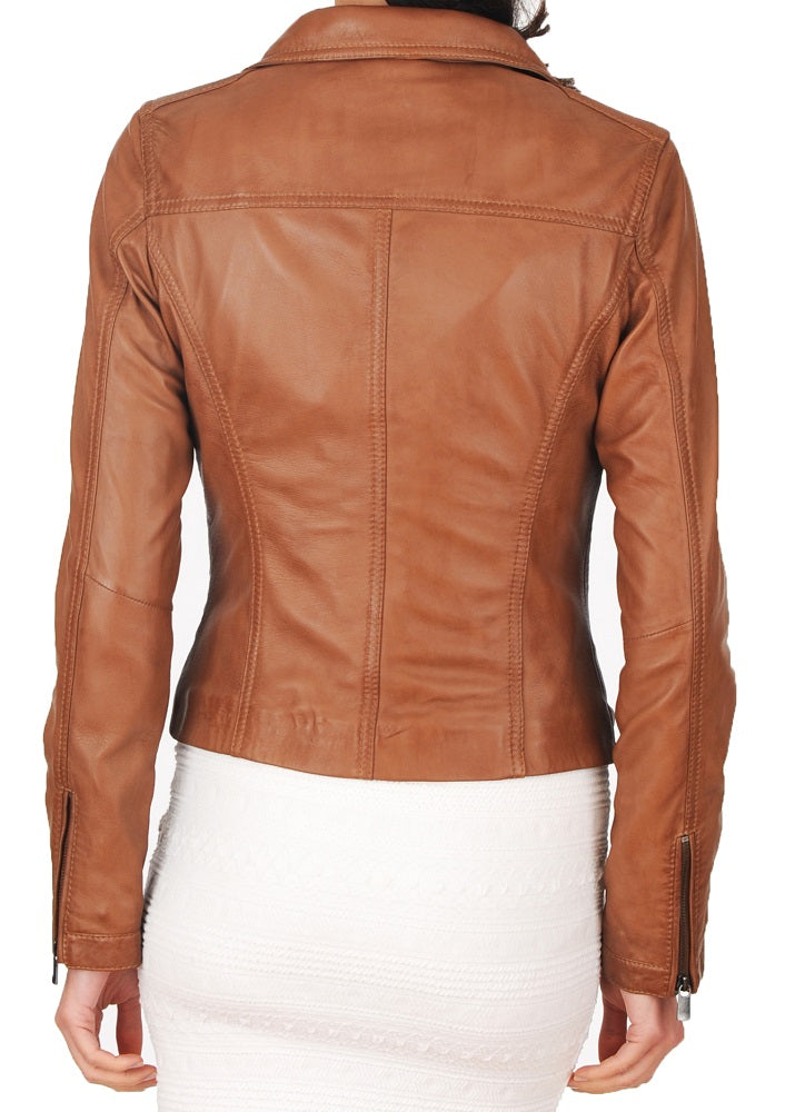 Women Lambskin Genuine Leather Jacket WJ129 SkinOutfit