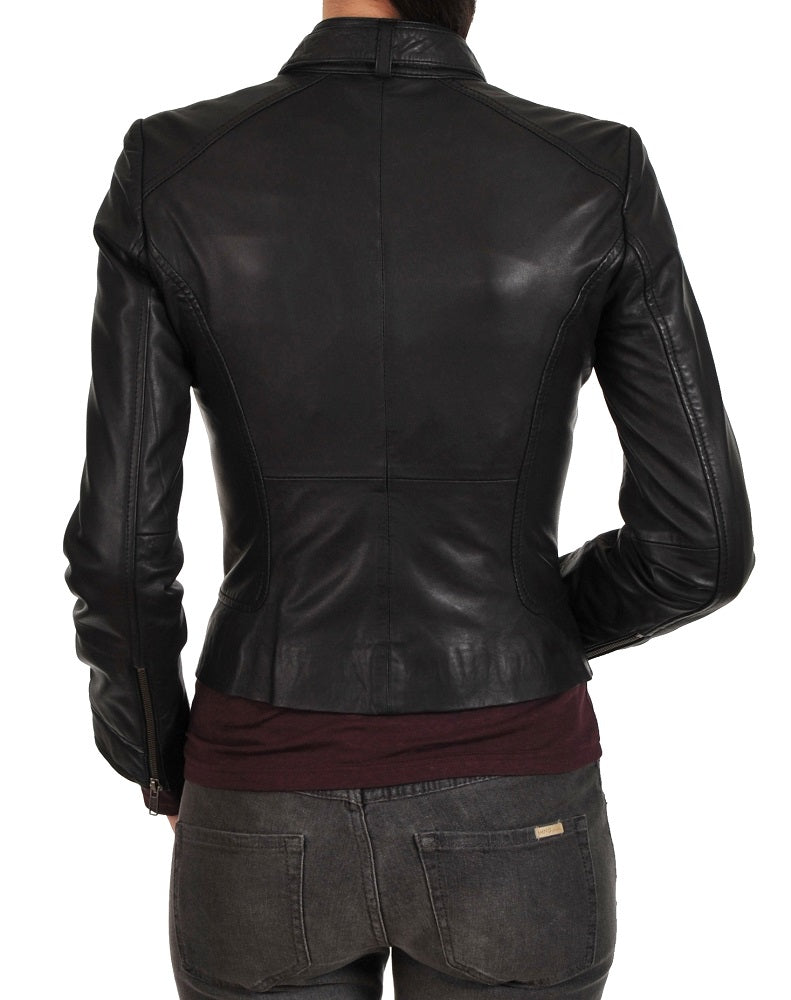 Women Lambskin Genuine Leather Jacket WJ132 SkinOutfit