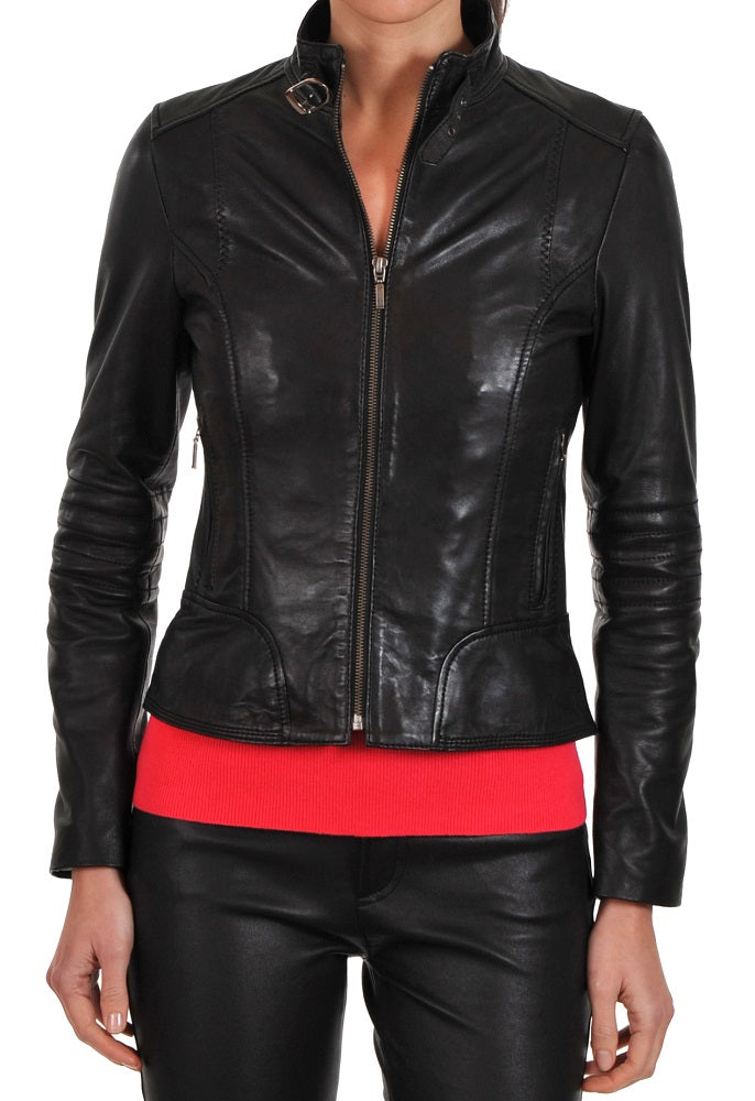 Women Lambskin Genuine Leather Jacket WJ134 SkinOutfit
