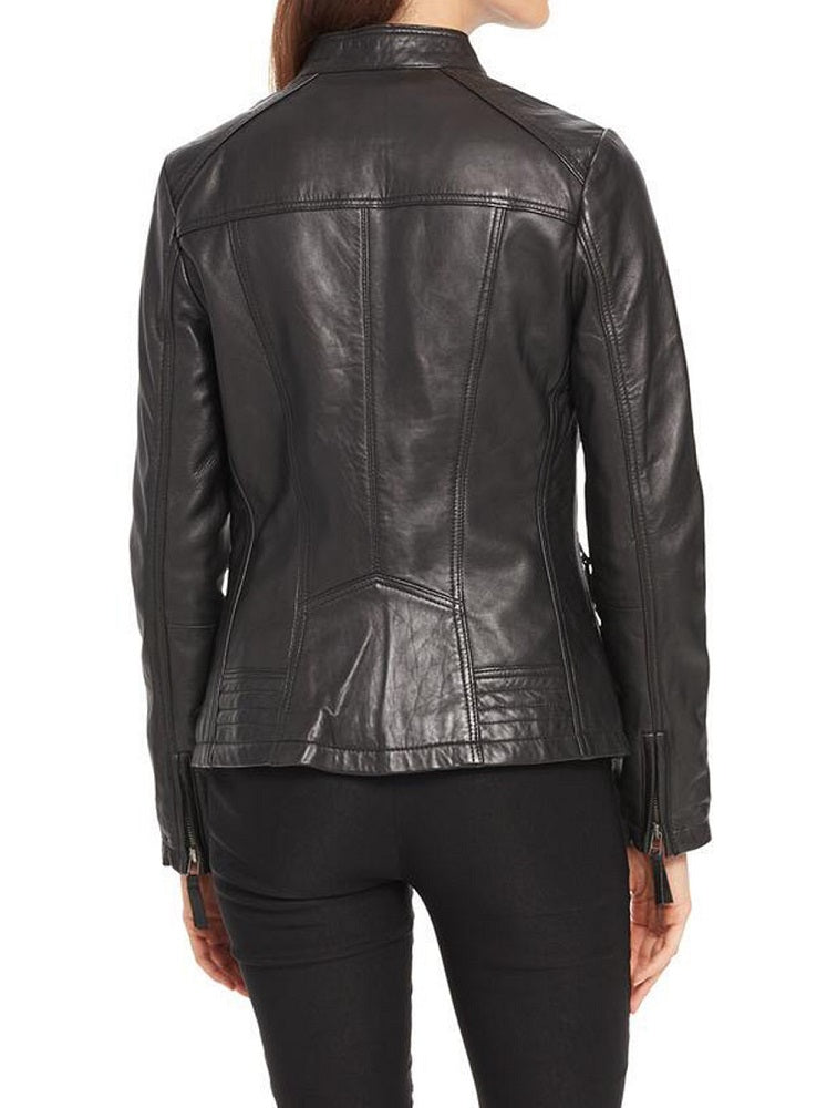 Women Lambskin Genuine Leather Jacket WJ136 SkinOutfit