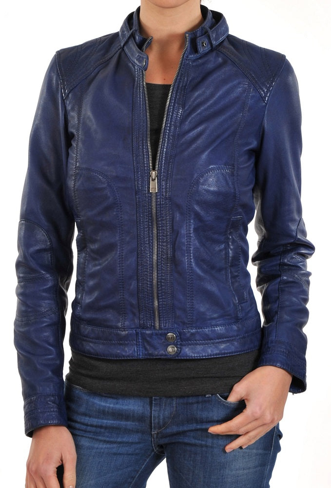 Women Lambskin Genuine Leather Jacket WJ137 SkinOutfit