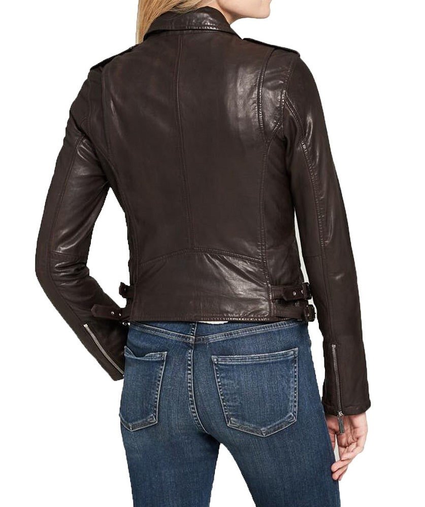 Women Lambskin Genuine Leather Jacket WJ138 SkinOutfit