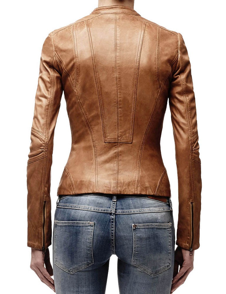 Women Lambskin Genuine Leather Jacket WJ139 SkinOutfit