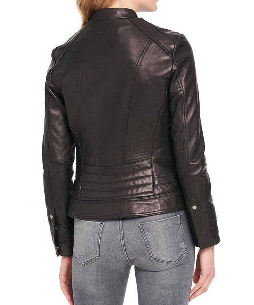 Women Lambskin Genuine Leather Jacket WJ141 SkinOutfit