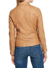 Women Lambskin Genuine Leather Jacket WJ142 SkinOutfit