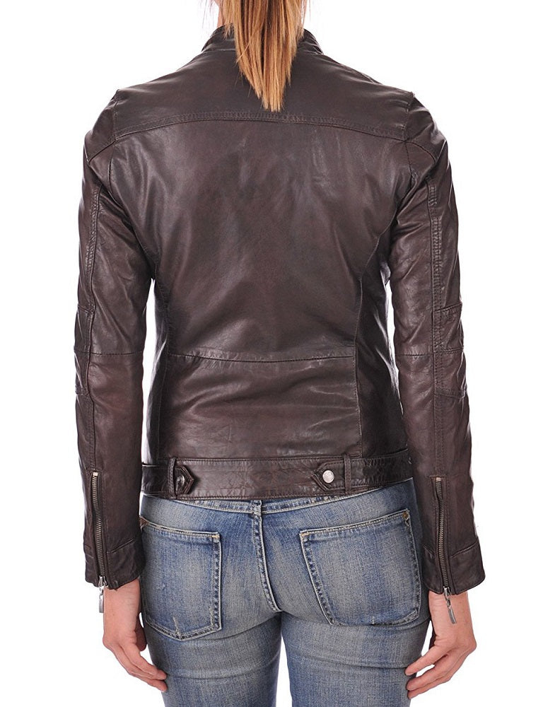 Women Lambskin Genuine Leather Jacket WJ144 SkinOutfit