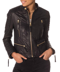 Women Lambskin Genuine Leather Jacket WJ145 SkinOutfit