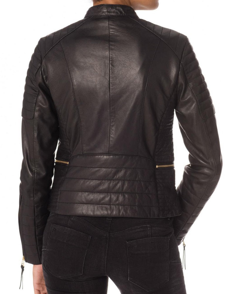 Women Lambskin Genuine Leather Jacket WJ145 SkinOutfit