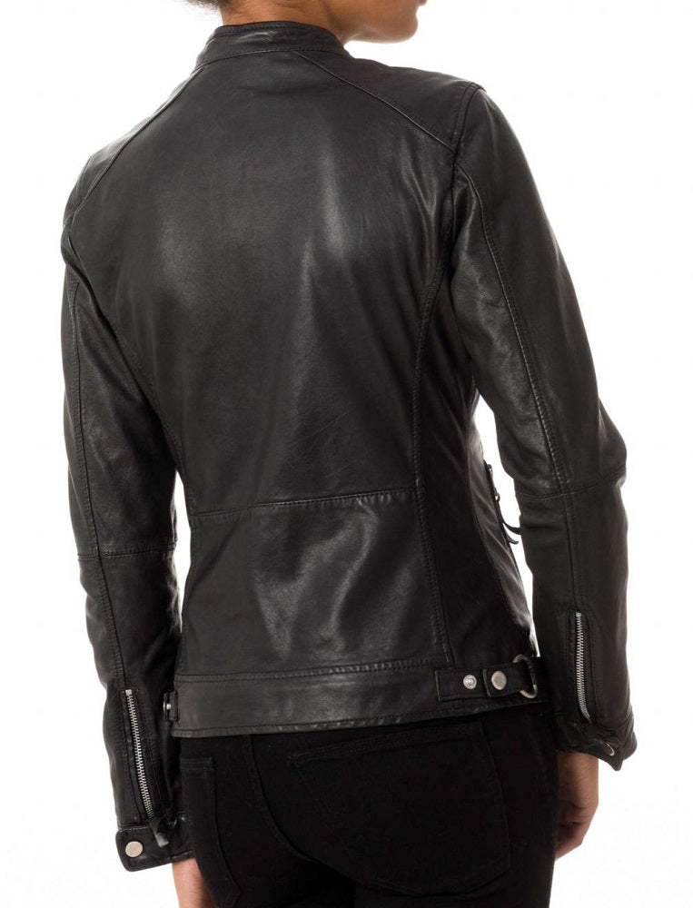 Women Lambskin Genuine Leather Jacket WJ146 SkinOutfit