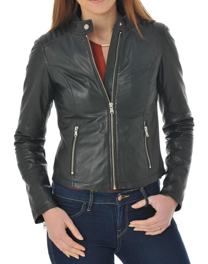 Women Lambskin Genuine Leather Jacket WJ247 SkinOutfit