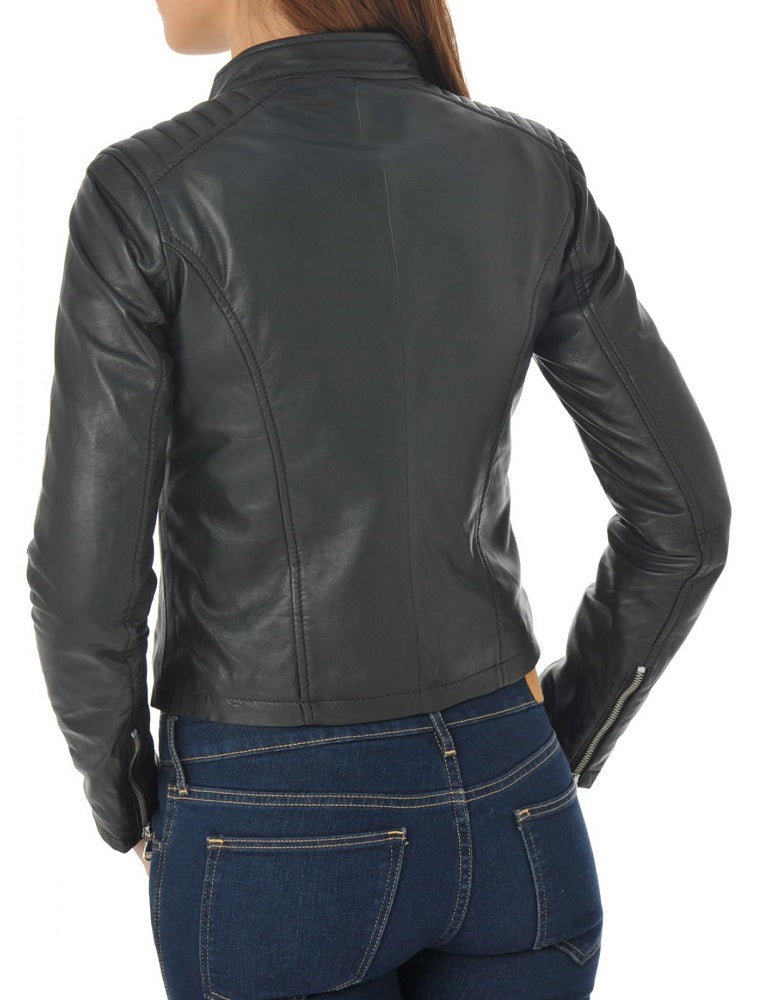 Women Lambskin Genuine Leather Jacket WJ147 SkinOutfit