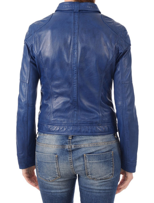 Women Lambskin Genuine Leather Jacket WJ 15 freeshipping - SkinOutfit