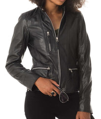 Women Lambskin Genuine Leather Jacket WJ 23 freeshipping - SkinOutfit