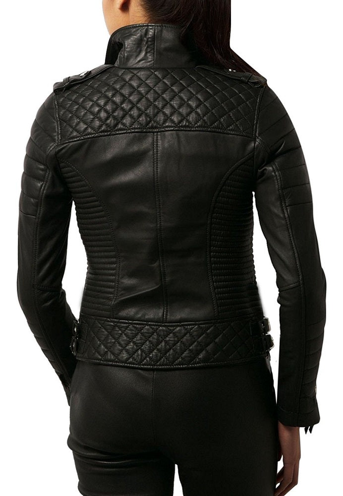 Women Lambskin Genuine Leather Jacket WJ 25 freeshipping - SkinOutfit