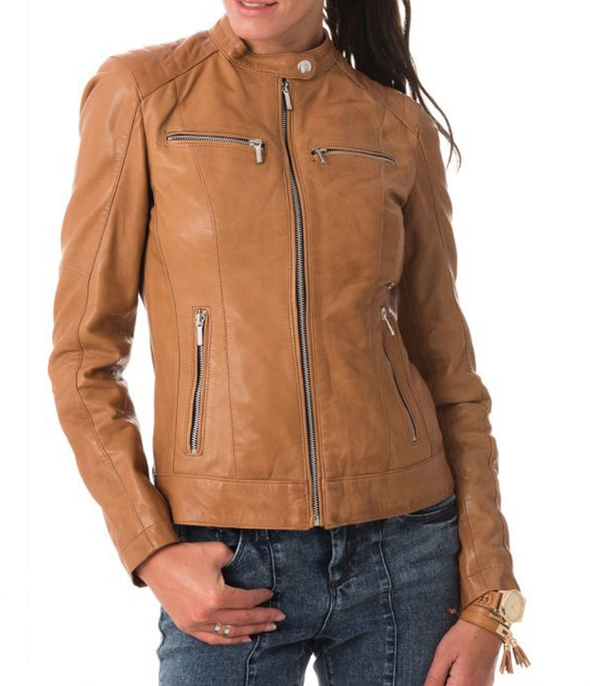 Women Lambskin Genuine Leather Jacket WJ 26 freeshipping - SkinOutfit