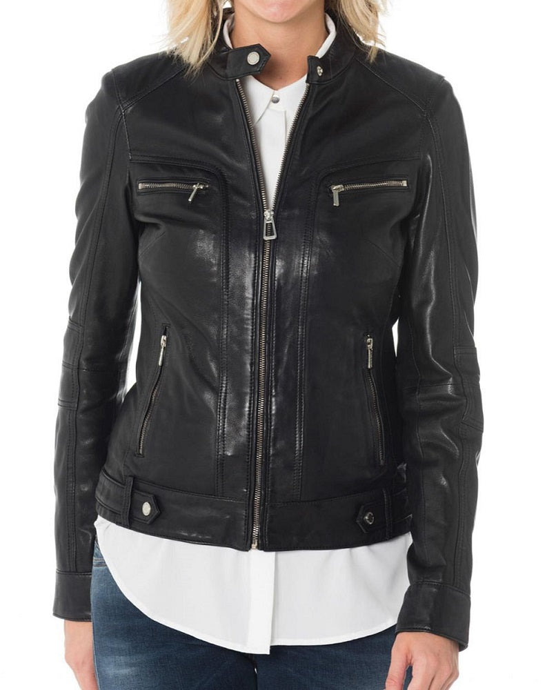 Women Lambskin Genuine Leather Jacket WJ 27 freeshipping - SkinOutfit