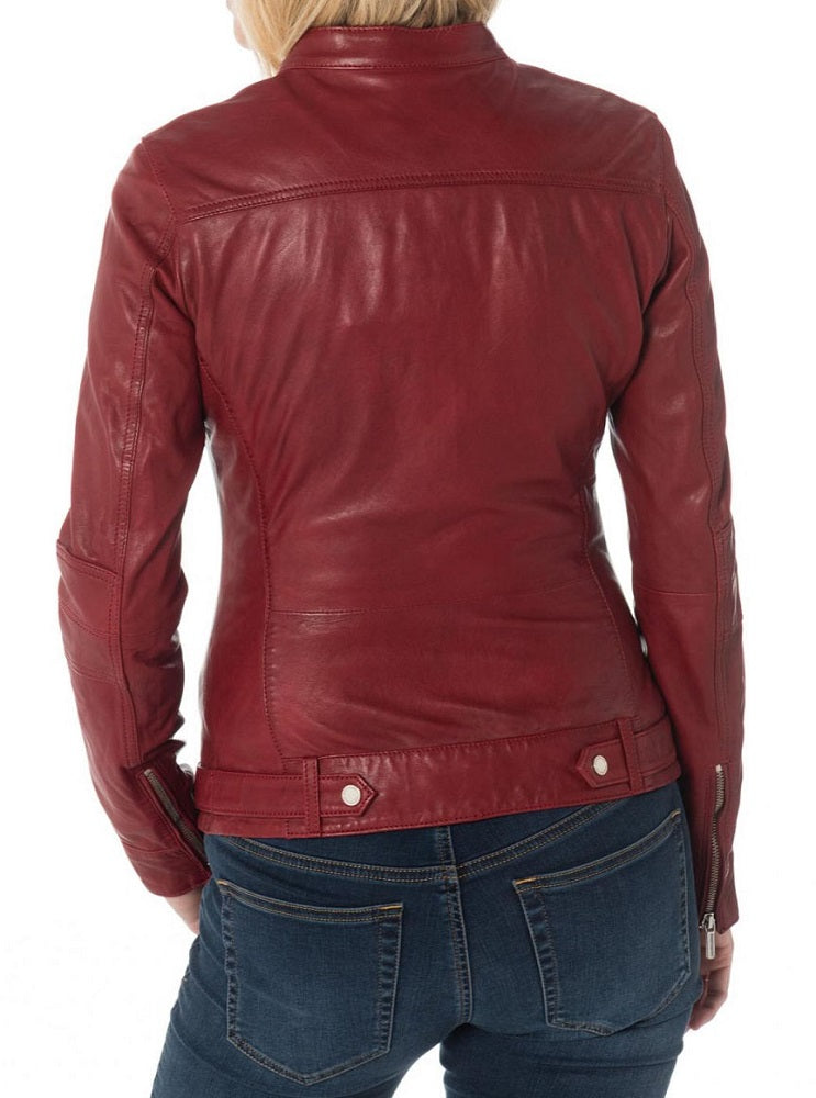 Women Lambskin Genuine Leather Jacket WJ 28 freeshipping - SkinOutfit