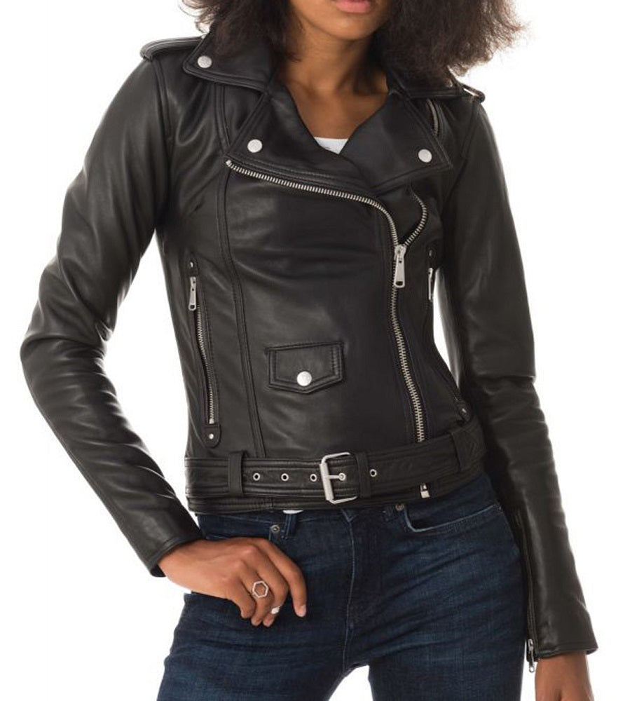 Women Lambskin Genuine Leather Jacket WJ 29 freeshipping - SkinOutfit