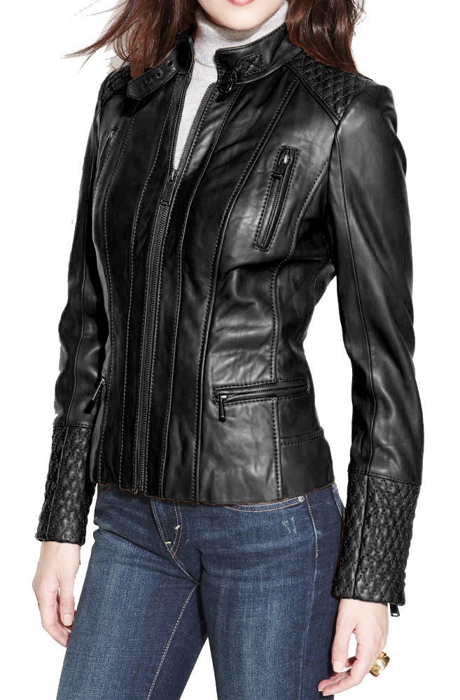 Women Lambskin Genuine Leather Jacket WJ 31 freeshipping - SkinOutfit