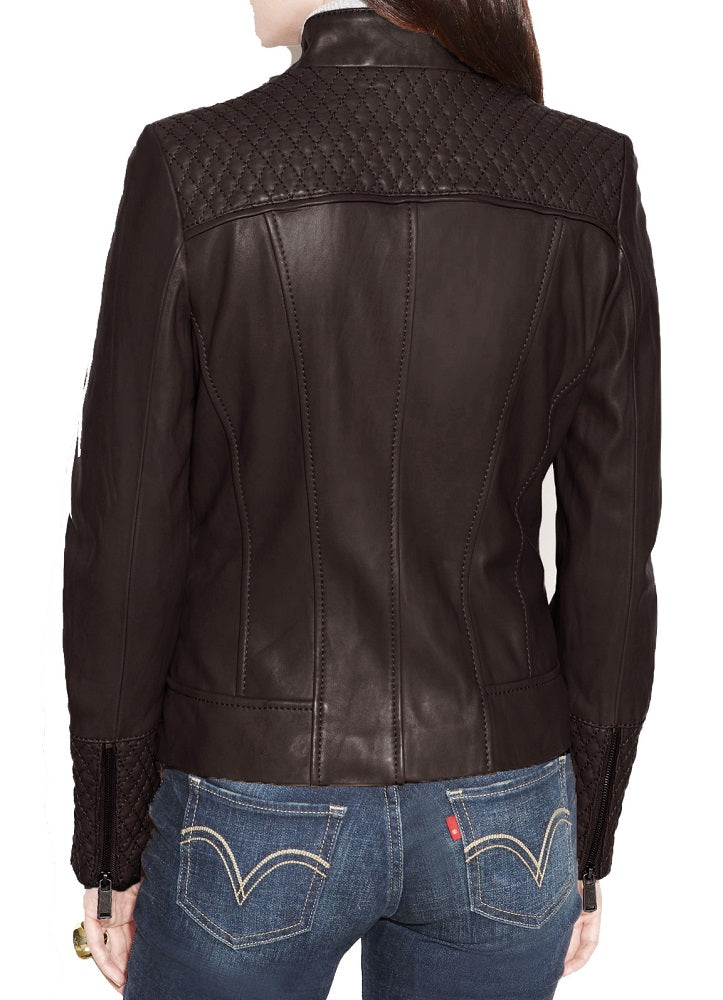 Women Lambskin Genuine Leather Jacket WJ 32 freeshipping - SkinOutfit
