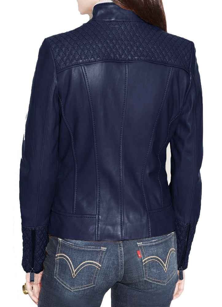 Women Lambskin Genuine Leather Jacket WJ 33 freeshipping - SkinOutfit