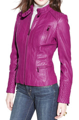 Women Lambskin Genuine Leather Jacket WJ 34 freeshipping - SkinOutfit