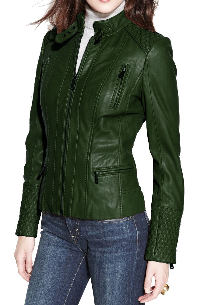 Women Lambskin Genuine Leather Jacket WJ 35 freeshipping - SkinOutfit