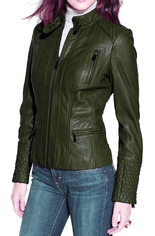 Women Lambskin Genuine Leather Jacket WJ 37 freeshipping - SkinOutfit