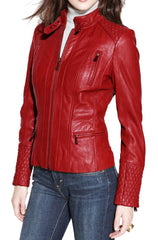 Women Lambskin Genuine Leather Jacket WJ 40 freeshipping - SkinOutfit