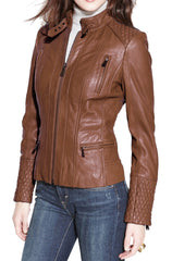Women Lambskin Genuine Leather Jacket WJ 42 freeshipping - SkinOutfit