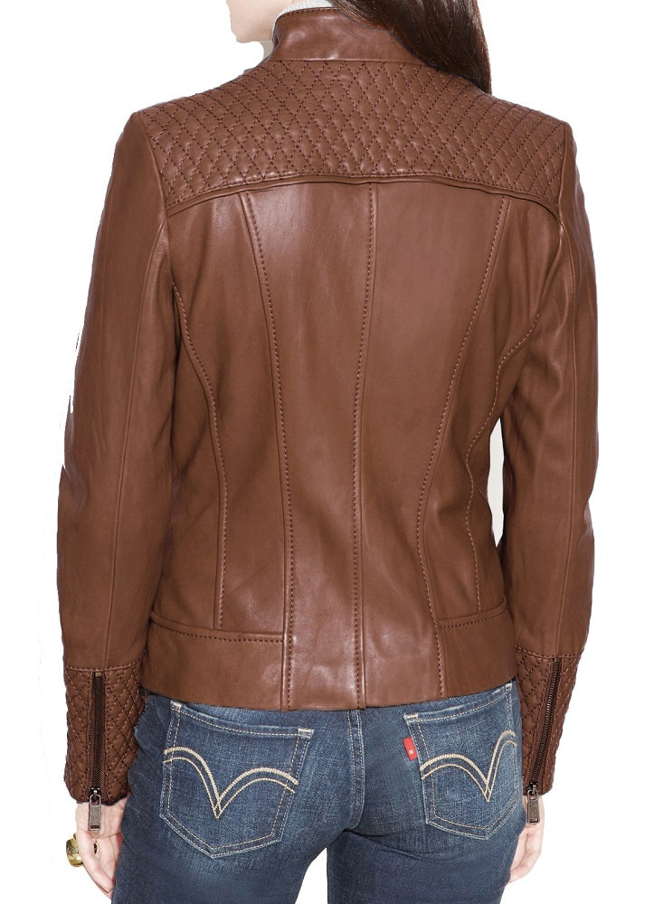 Women Lambskin Genuine Leather Jacket WJ 42 freeshipping - SkinOutfit
