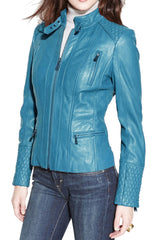 Women Lambskin Genuine Leather Jacket WJ 43 freeshipping - SkinOutfit