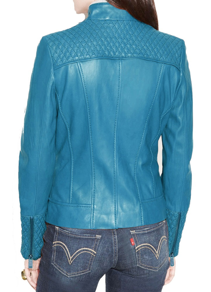 Women Lambskin Genuine Leather Jacket WJ 43 freeshipping - SkinOutfit