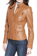 Women Lambskin Genuine Leather Jacket WJ 44 freeshipping - SkinOutfit