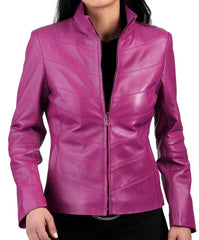 Women Lambskin Genuine Leather Jacket WJ 47 freeshipping - SkinOutfit