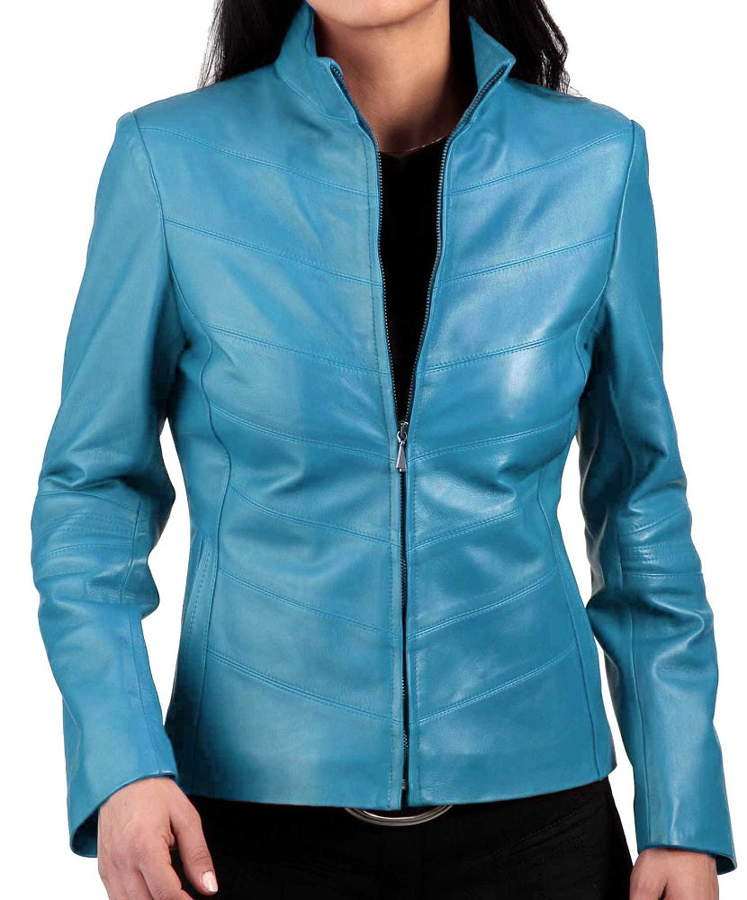 Women Lambskin Genuine Leather Jacket WJ 53 freeshipping - SkinOutfit