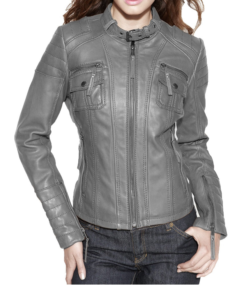 Women Lambskin Genuine Leather Jacket WJ 58 freeshipping - SkinOutfit