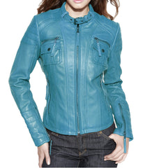 Women Lambskin Genuine Leather Jacket WJ 62 freeshipping - SkinOutfit