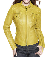 Women Lambskin Genuine Leather Jacket WJ 63 freeshipping - SkinOutfit