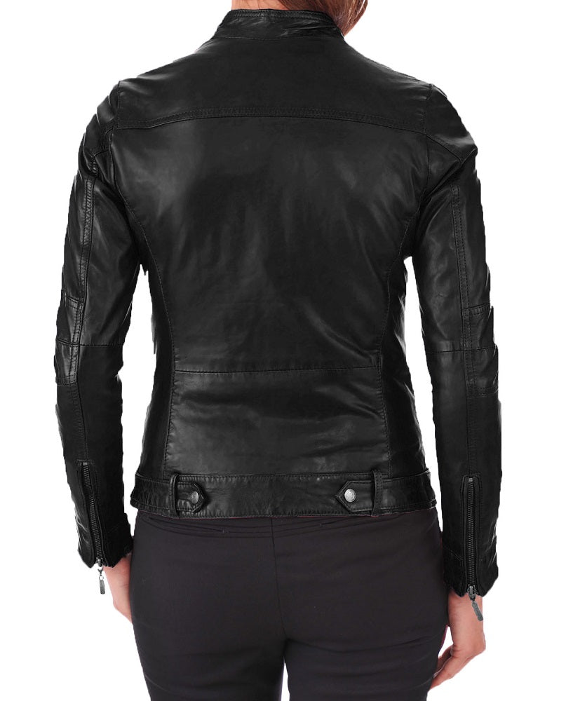 Women Lambskin Genuine Leather Jacket WJ 64 freeshipping - SkinOutfit