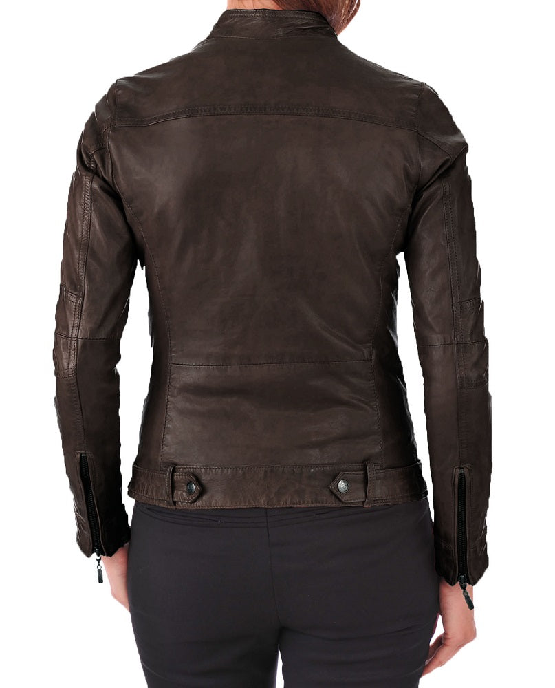 Women Lambskin Genuine Leather Jacket WJ 65 freeshipping - SkinOutfit