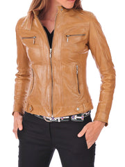 Women Lambskin Genuine Leather Jacket WJ 66 freeshipping - SkinOutfit
