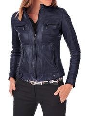 Women Lambskin Genuine Leather Jacket WJ 67 freeshipping - SkinOutfit