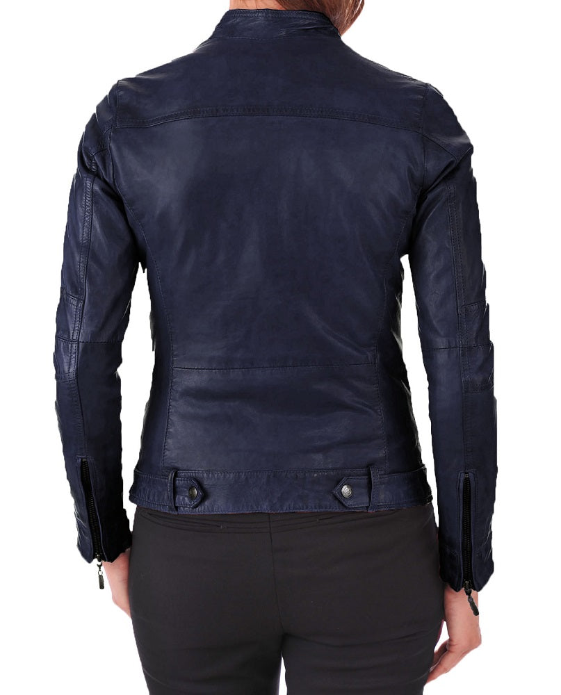Women Lambskin Genuine Leather Jacket WJ 67 freeshipping - SkinOutfit
