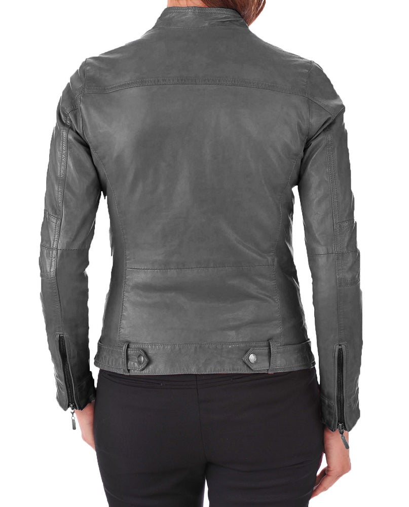 Women Lambskin Genuine Leather Jacket WJ 69 freeshipping - SkinOutfit