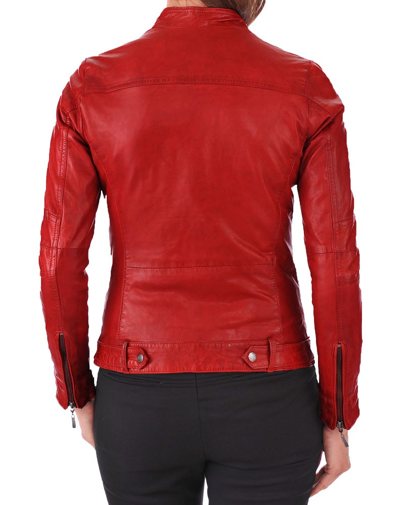 Women Lambskin Genuine Leather Jacket WJ 74 freeshipping - SkinOutfit